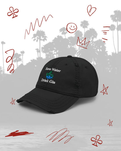 Save Water Drink Gin Distressed Hat