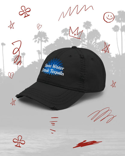 Save Water Drink Tequila Distressed Hat