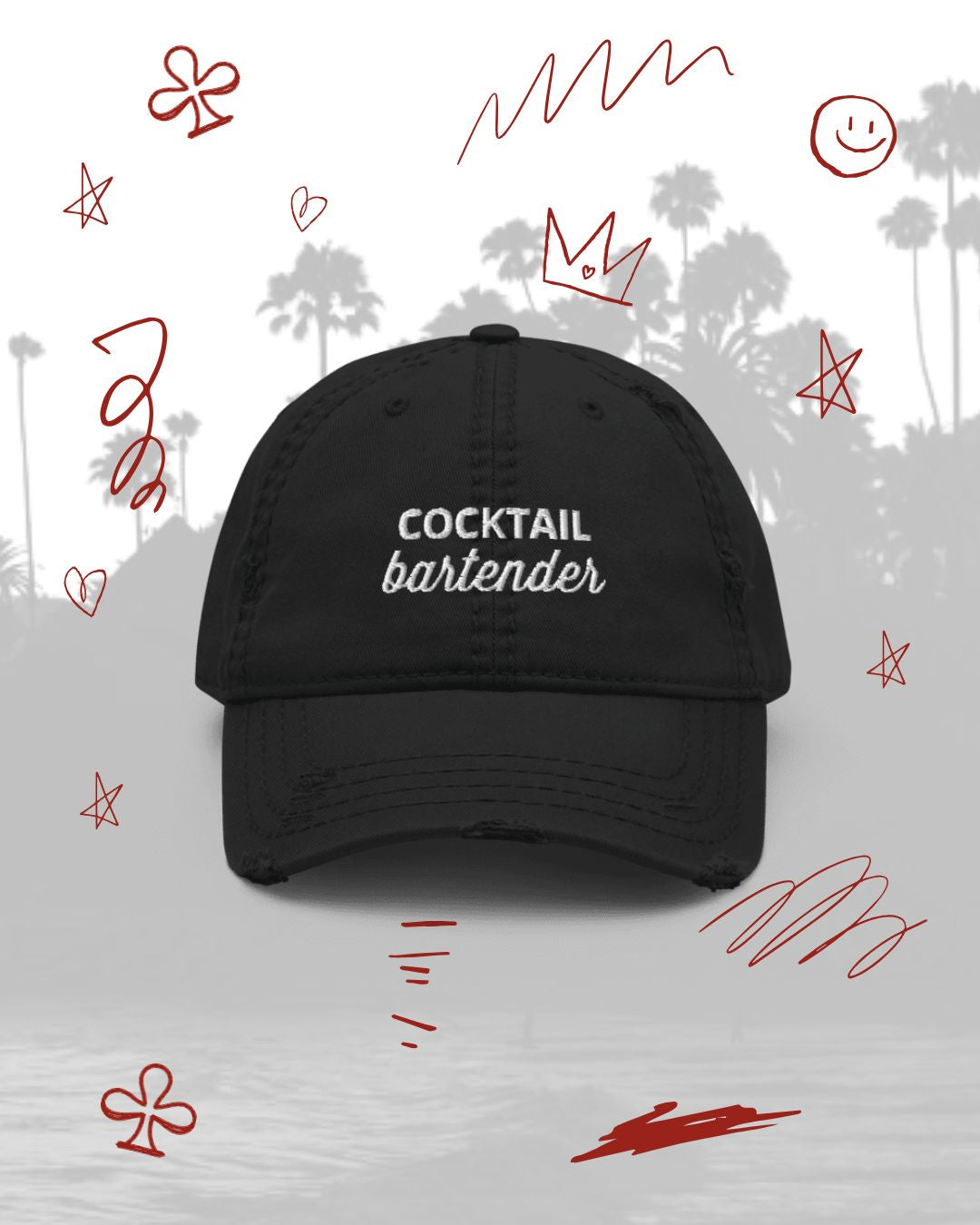 Cocktail Bartender Distressed Hat