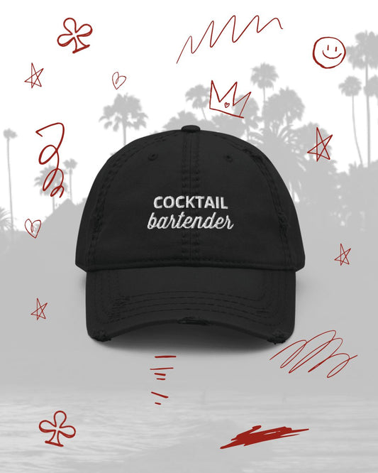 Cocktail Bartender Distressed Hat
