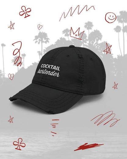 Cocktail Bartender Distressed Hat